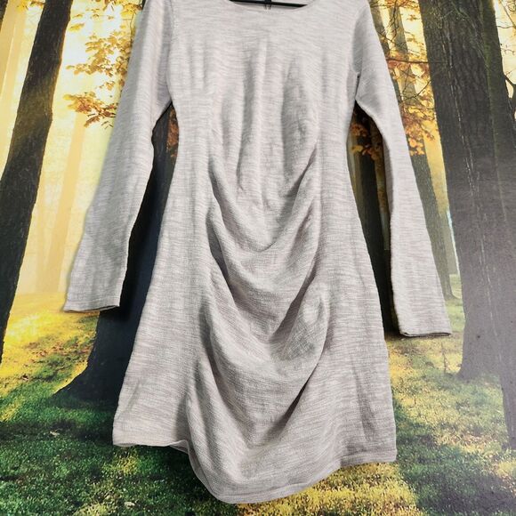 NWT Express Cream Ribbed Dress Body Con Long Sleeve Womens M Sweater - Picture 3 of 10